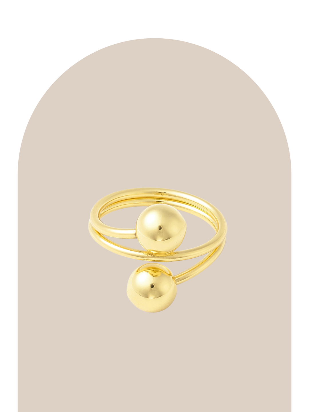 Gold Plated Two Balls Ring