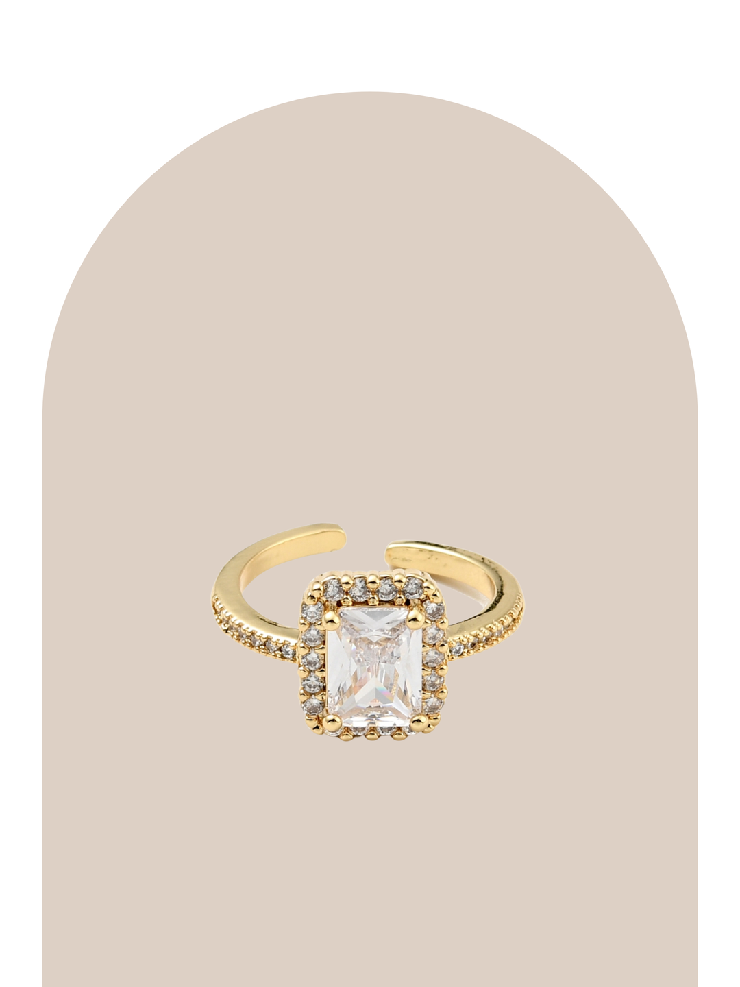Gold Plated Cubic Zirconia Ajustable Ring