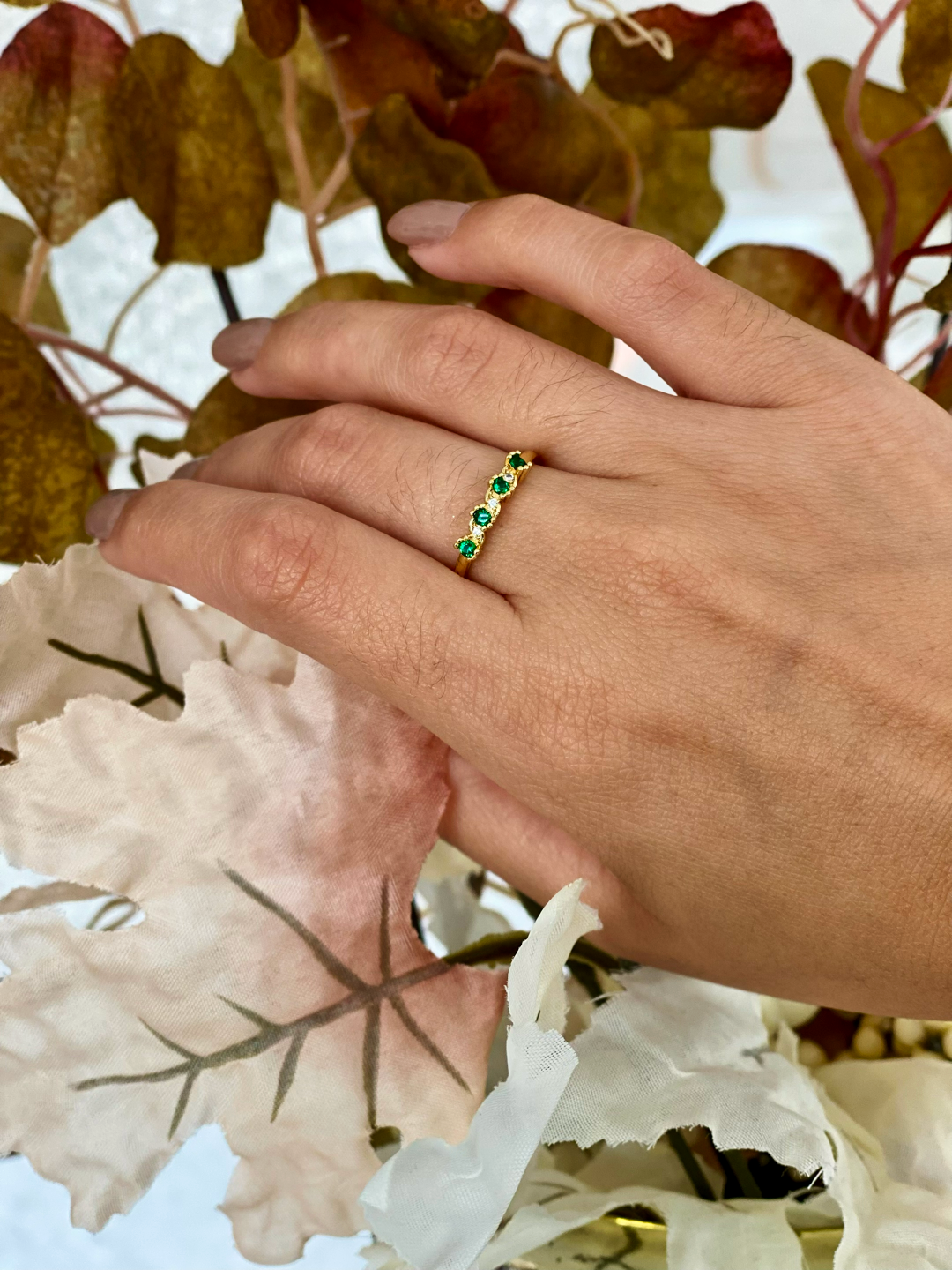 Gold Plated Emerald Ring