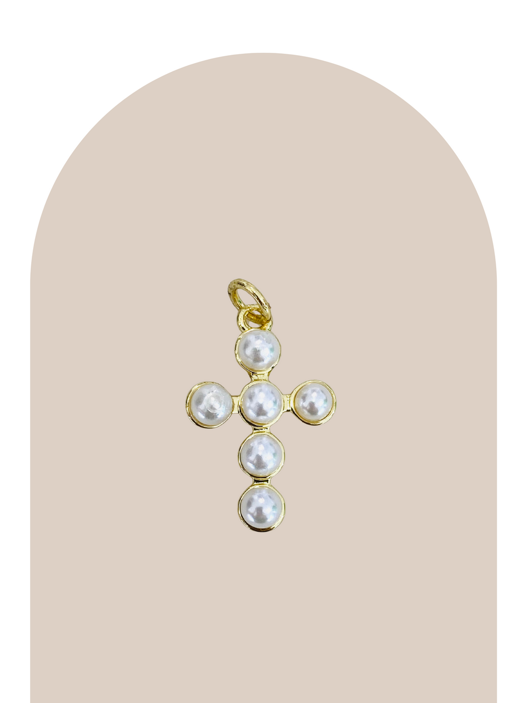 Gold Plated Pearl Cross Charm