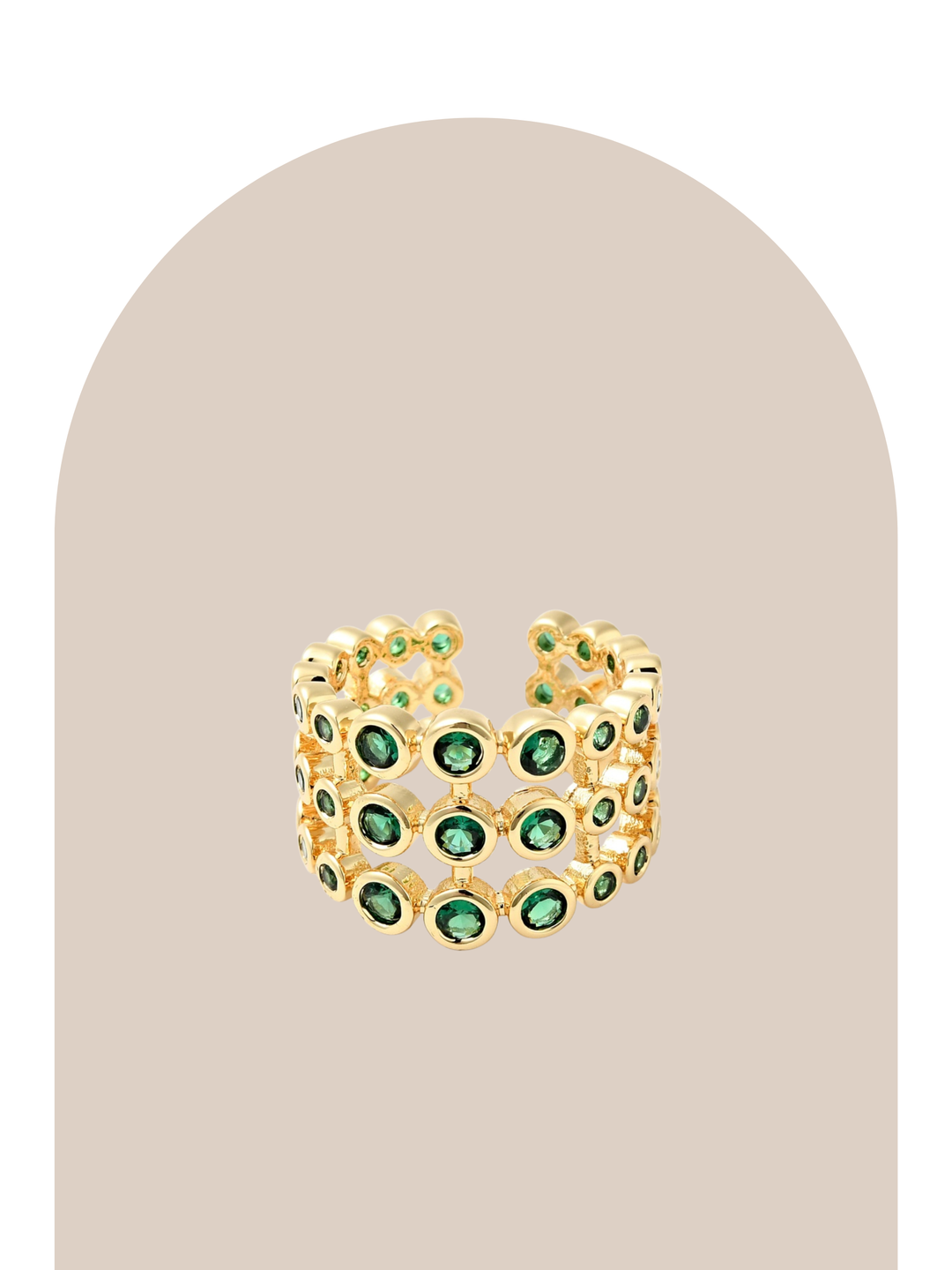Gold Plated Emerald Circular Ring