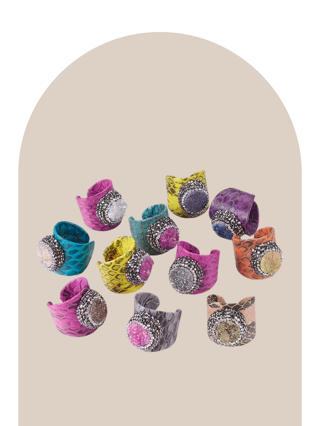 Leather & Quartz Ring