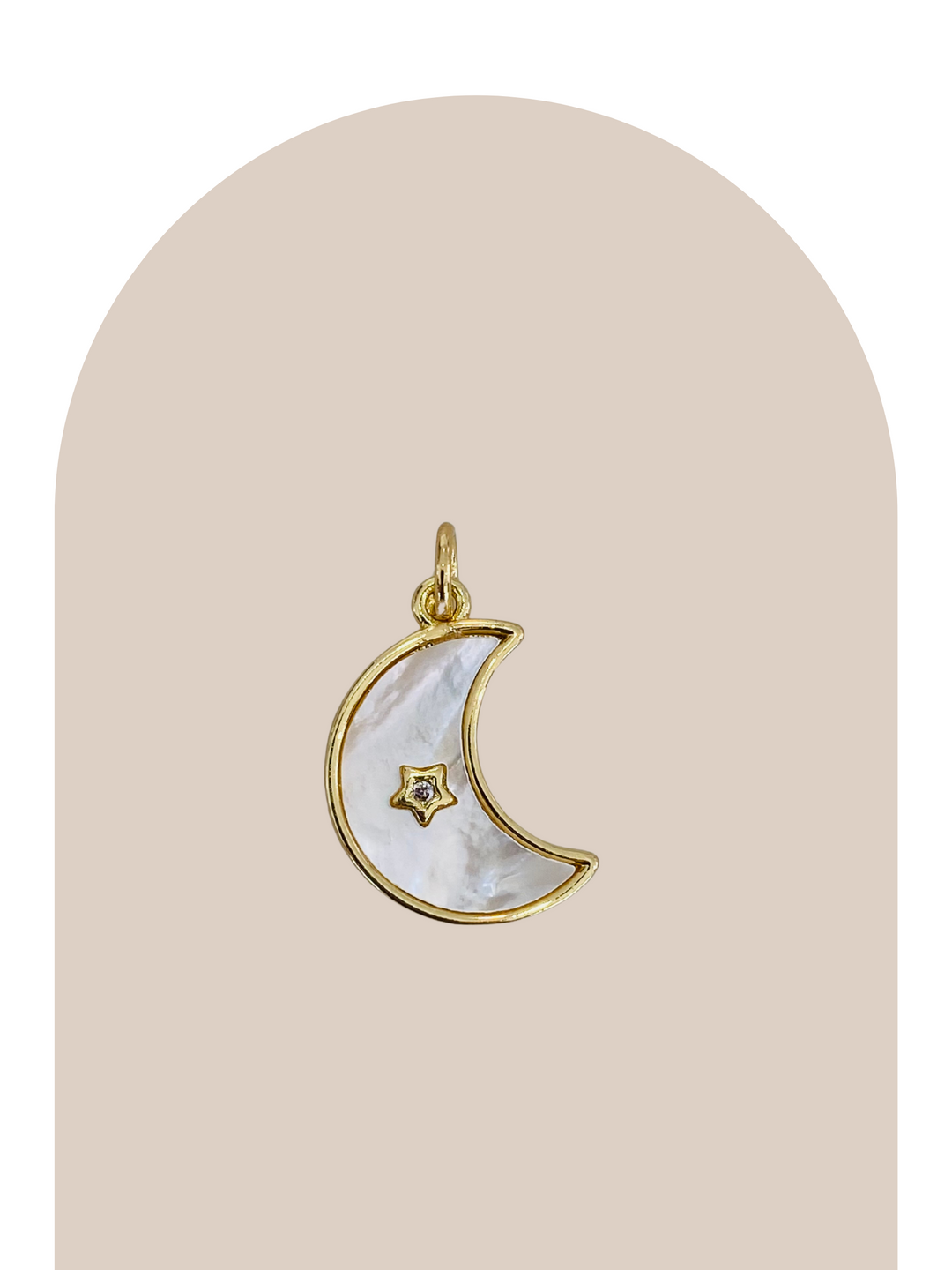 Gold Plated Mother of Pearl Moon Charm