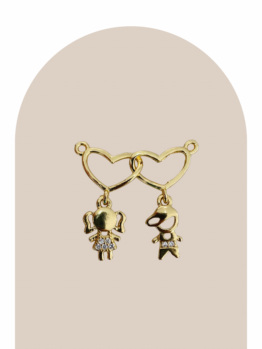 Gold Plated Two Heart Kids Charm