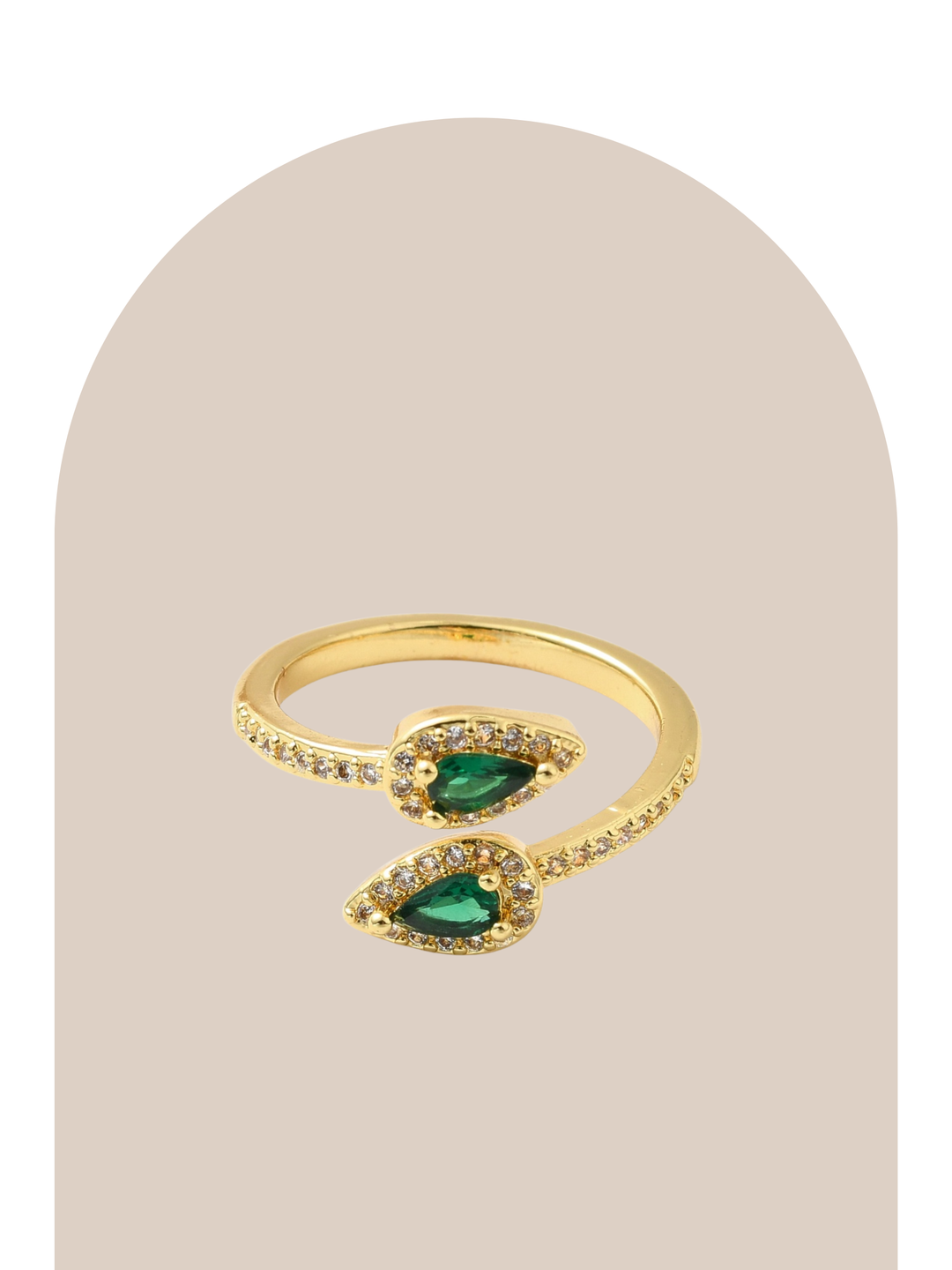 Gold Plated Emerald Crystal Ring