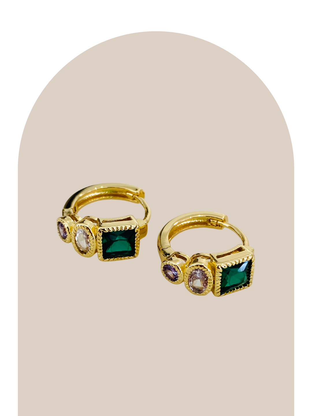 Gold Plated Stones Mini Huggie
