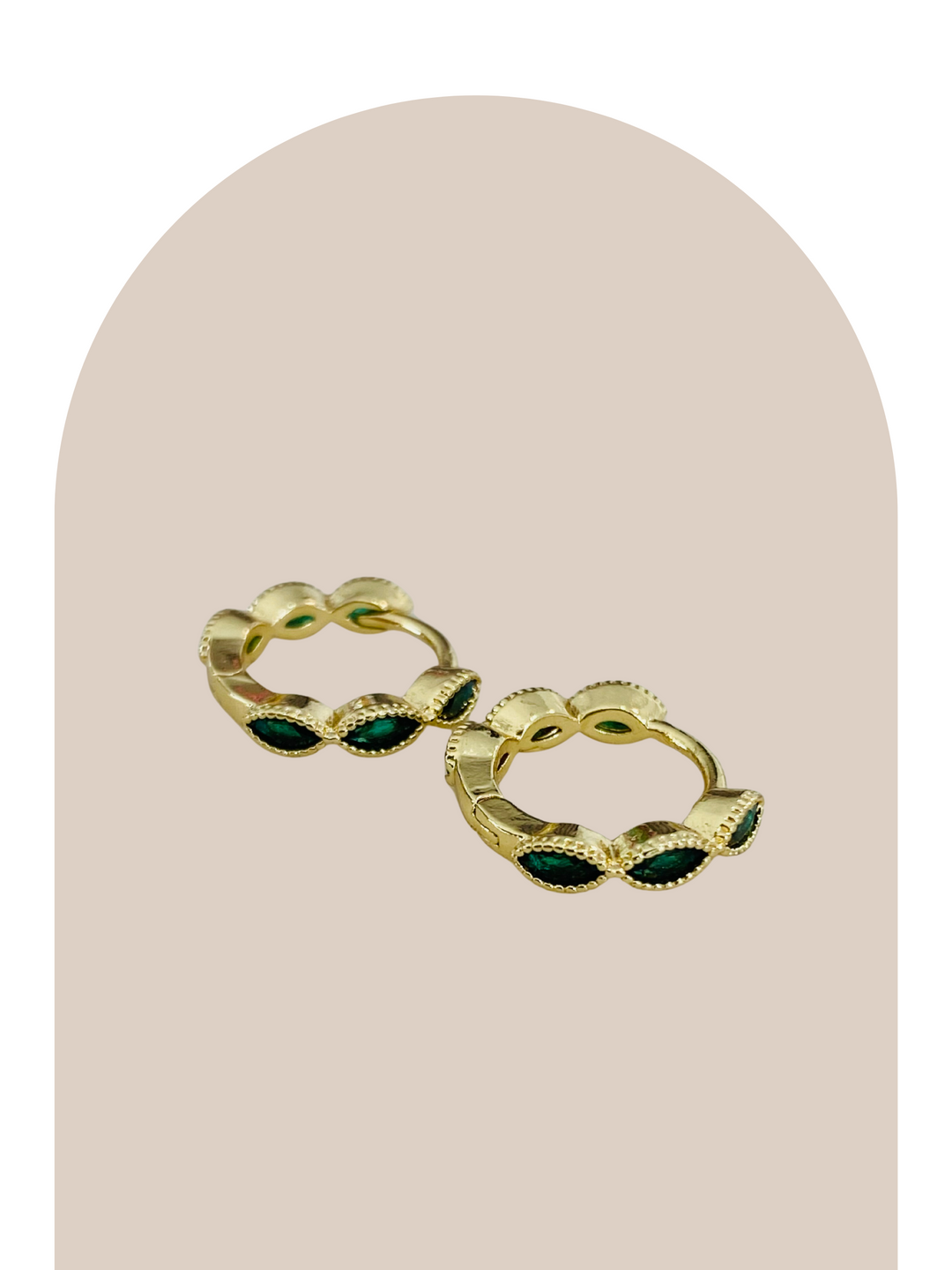 Gold Plated Emerald Huggies