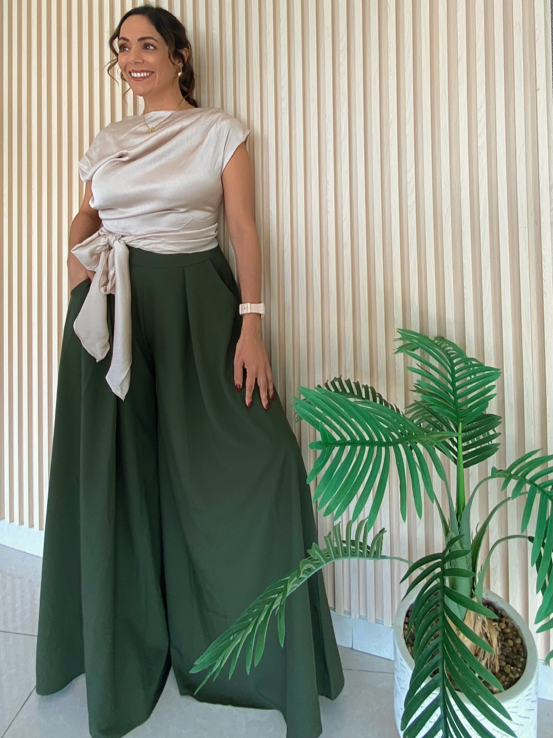 High Waisted Olive Palazzo