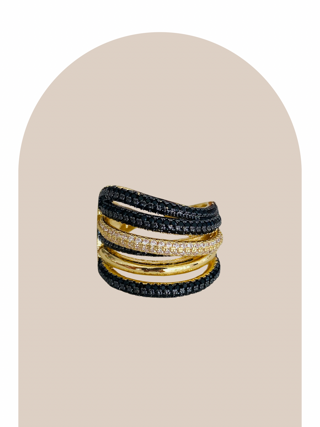 Gold Plated Black Elegant Ring
