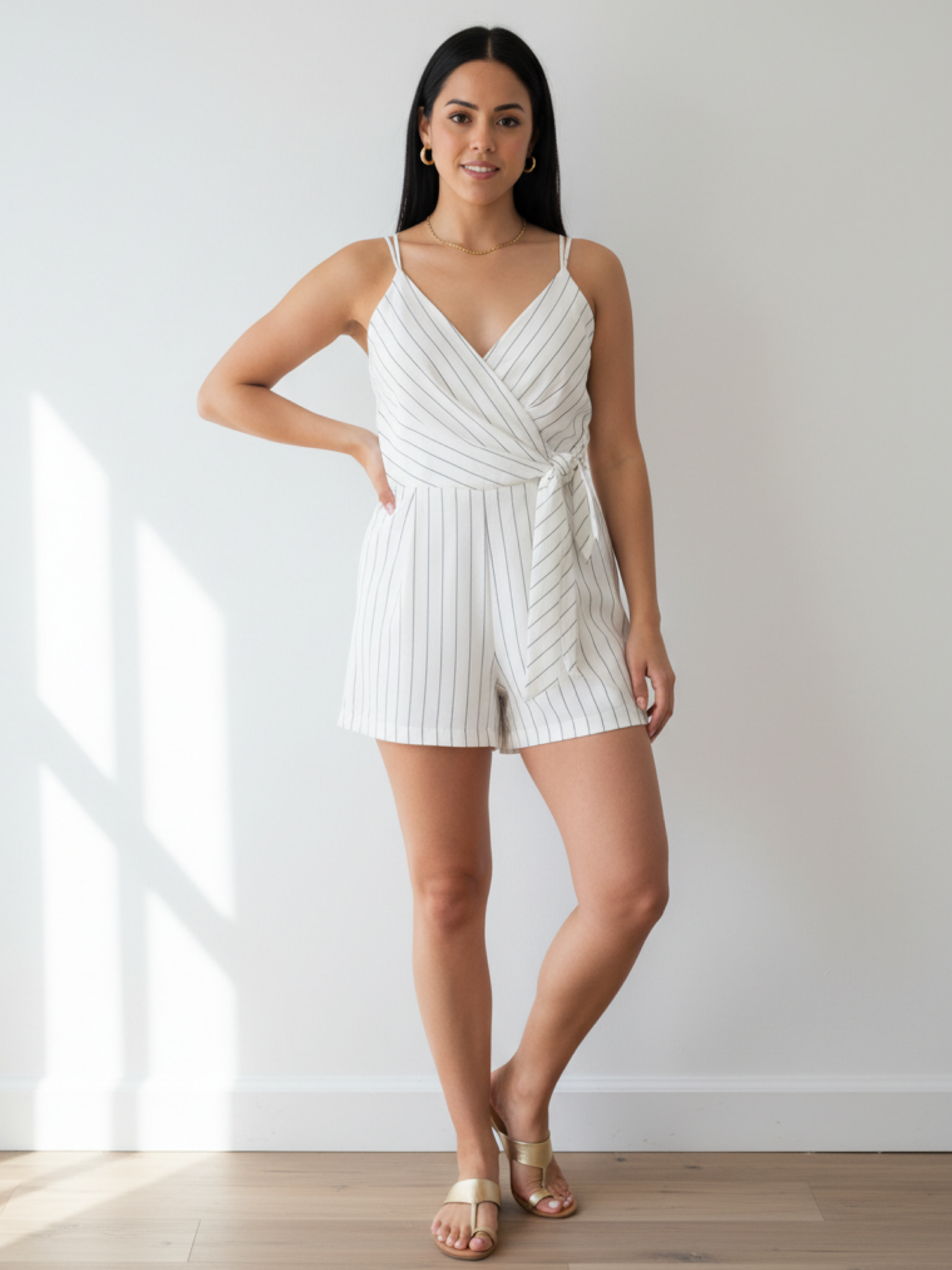 V Neck Linen Stripes Romper – Le Menina Boutique