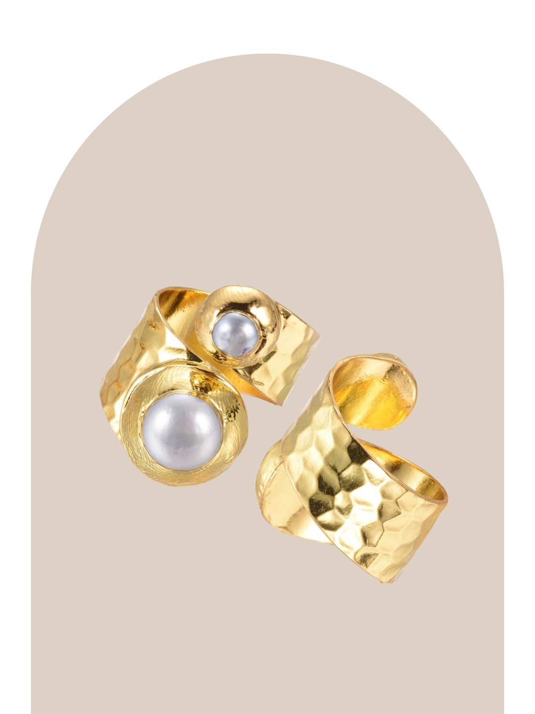 Gold Plated Pearl Chunky Ring