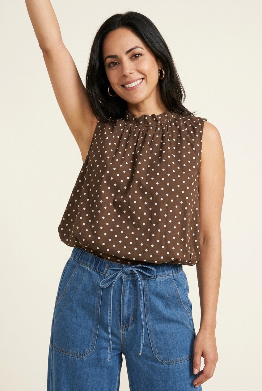 Italy Halter Brown Dots Top