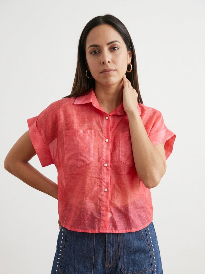 Italy Lace Back Red Top