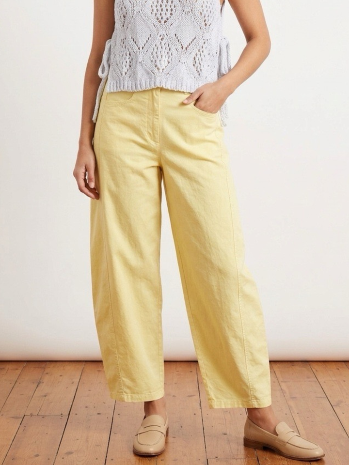 Italy Yellow Crochet Belt Barrel Pant