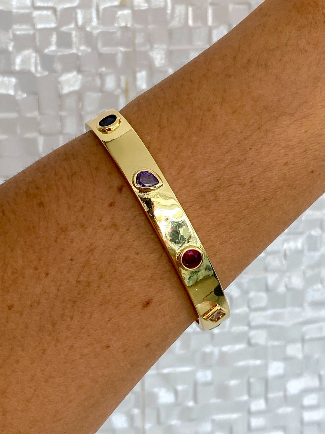 18K Gold Plated Multi Stone Cuff