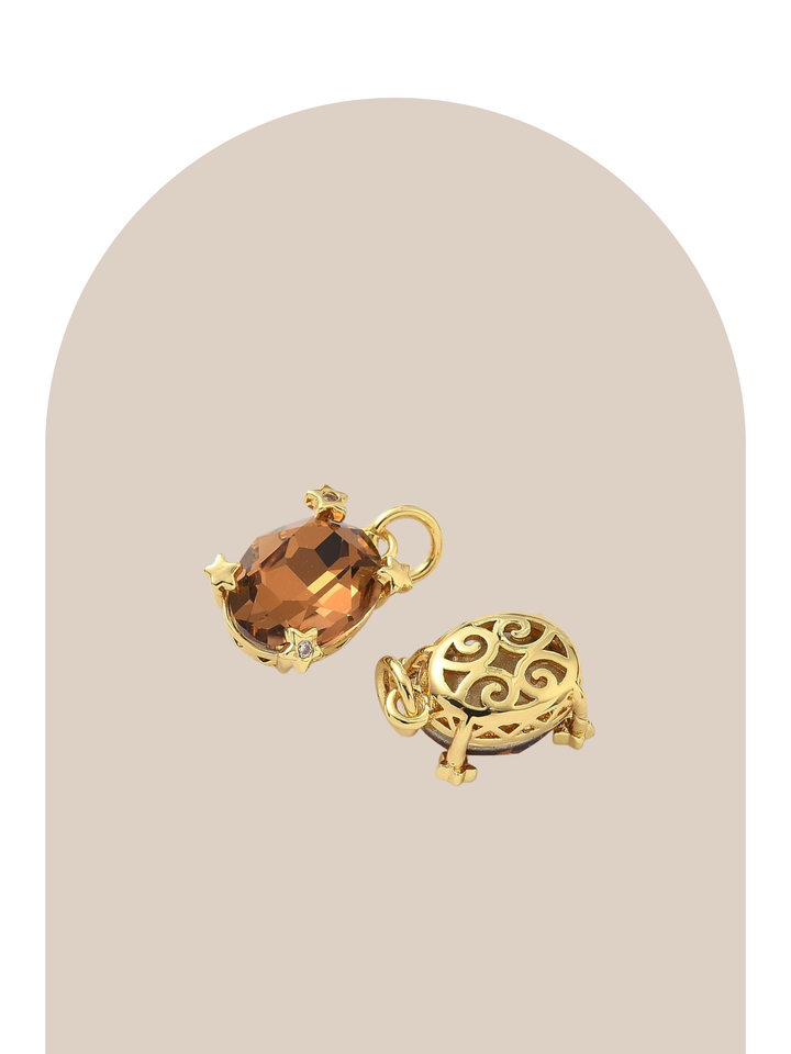 Gold Plated Zirconia Oval Charm