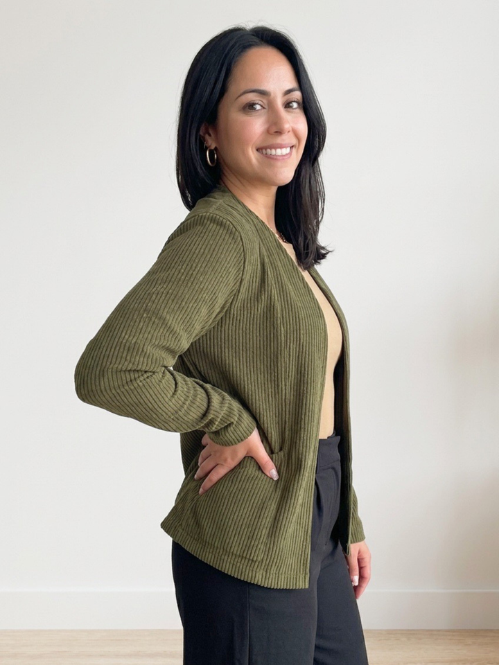 Olive Corduroy Cardigan
