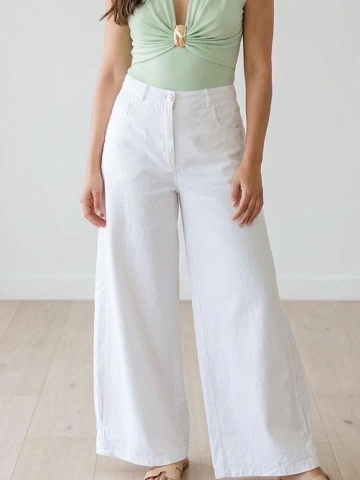 White Barrel Pant