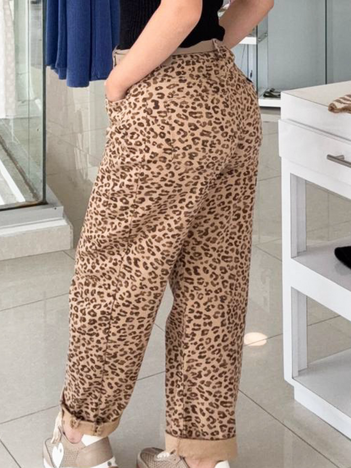 Animal Print Barrel Jean
