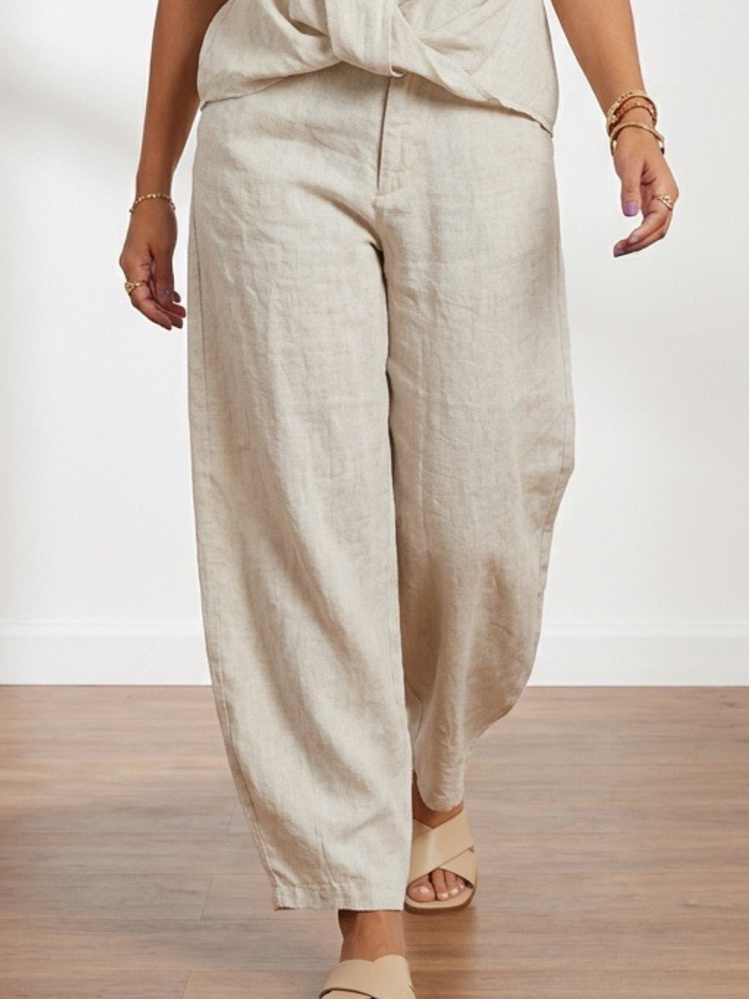 Italy Linen Barrel Pant