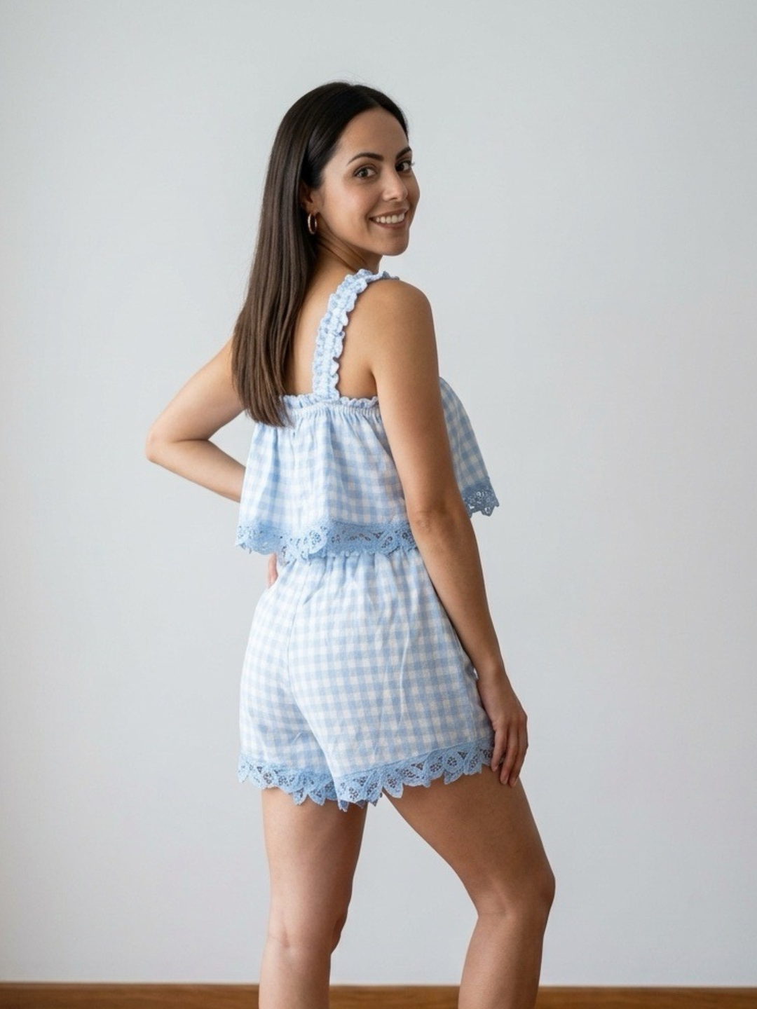Checkered Baby Blue Set