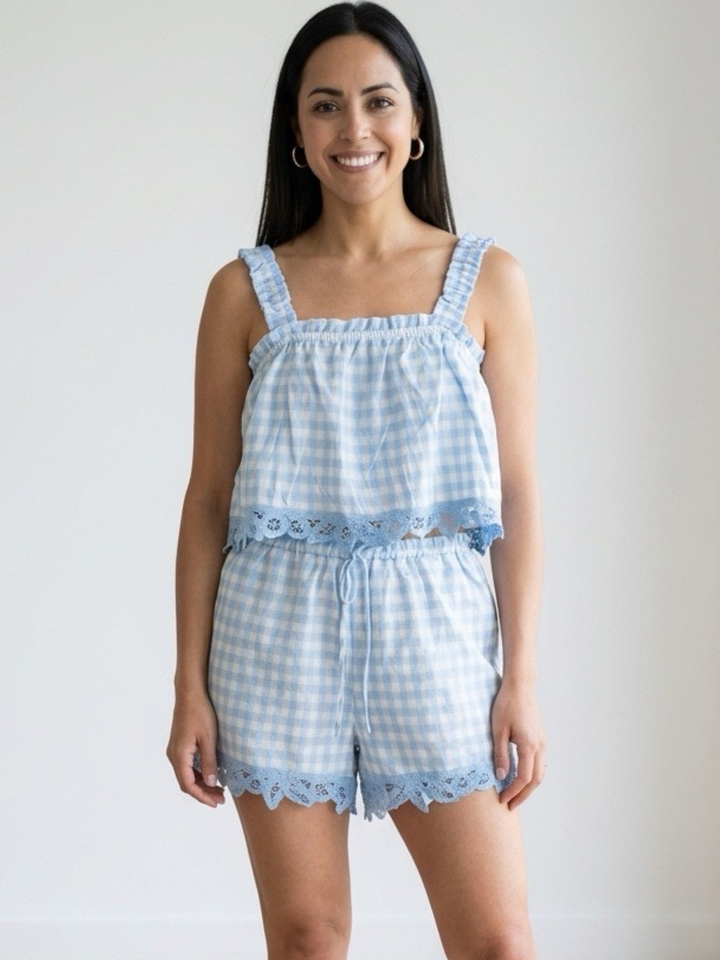 Checkered Baby Blue Set