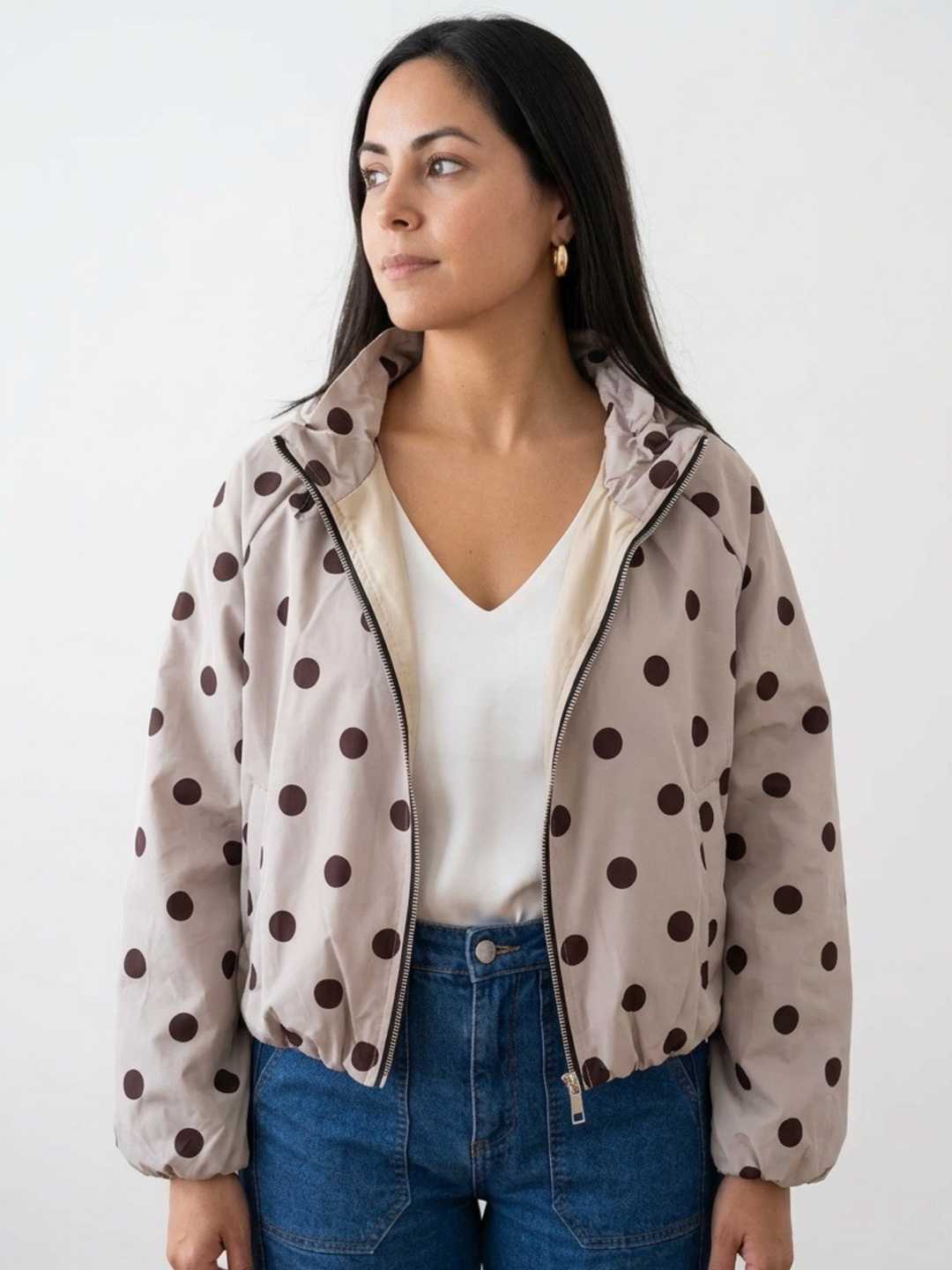 Italy Nude Polka Dots Jacket