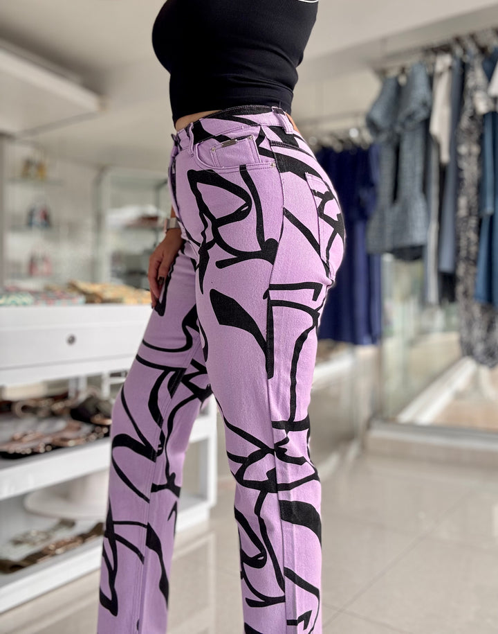 Abstract Purple & Black Jean