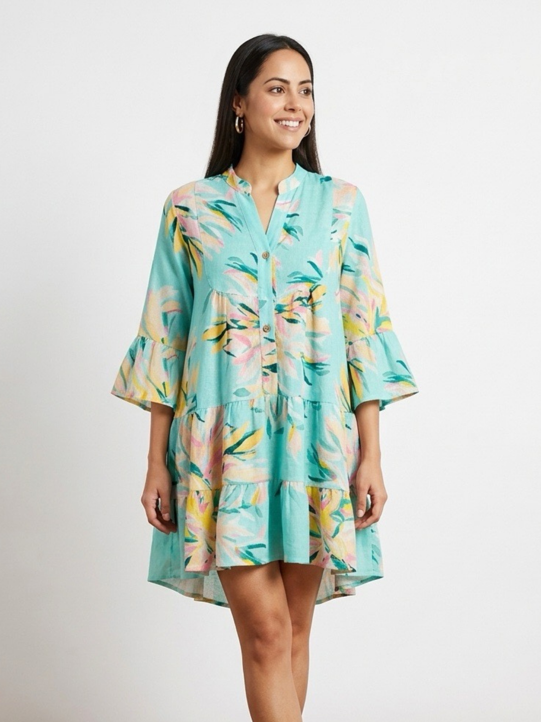 Tropical Ruffle Oversize Dress
