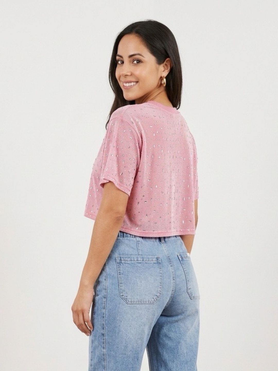 Crystal Glow Pink Crop Top