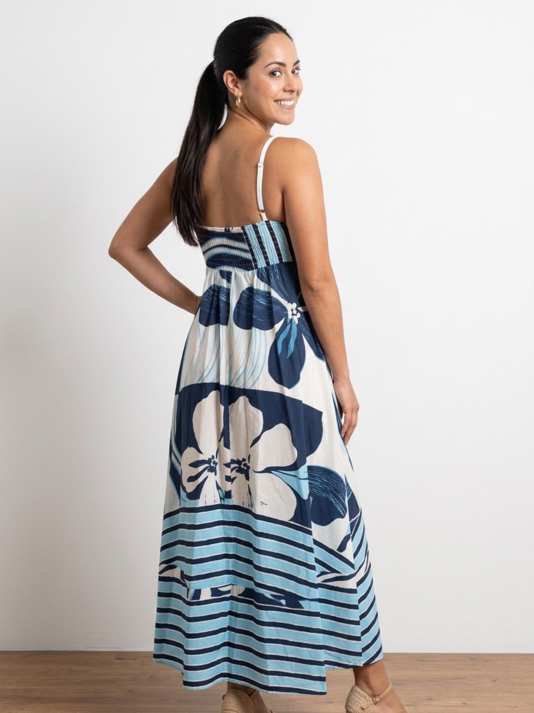 Italy Floral Blue Maxi Dress