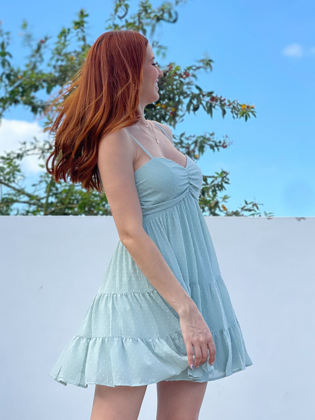 Ruffle Jade Mini Dress