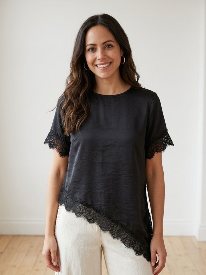 Italy One Size Assymeytric Lace Blouse