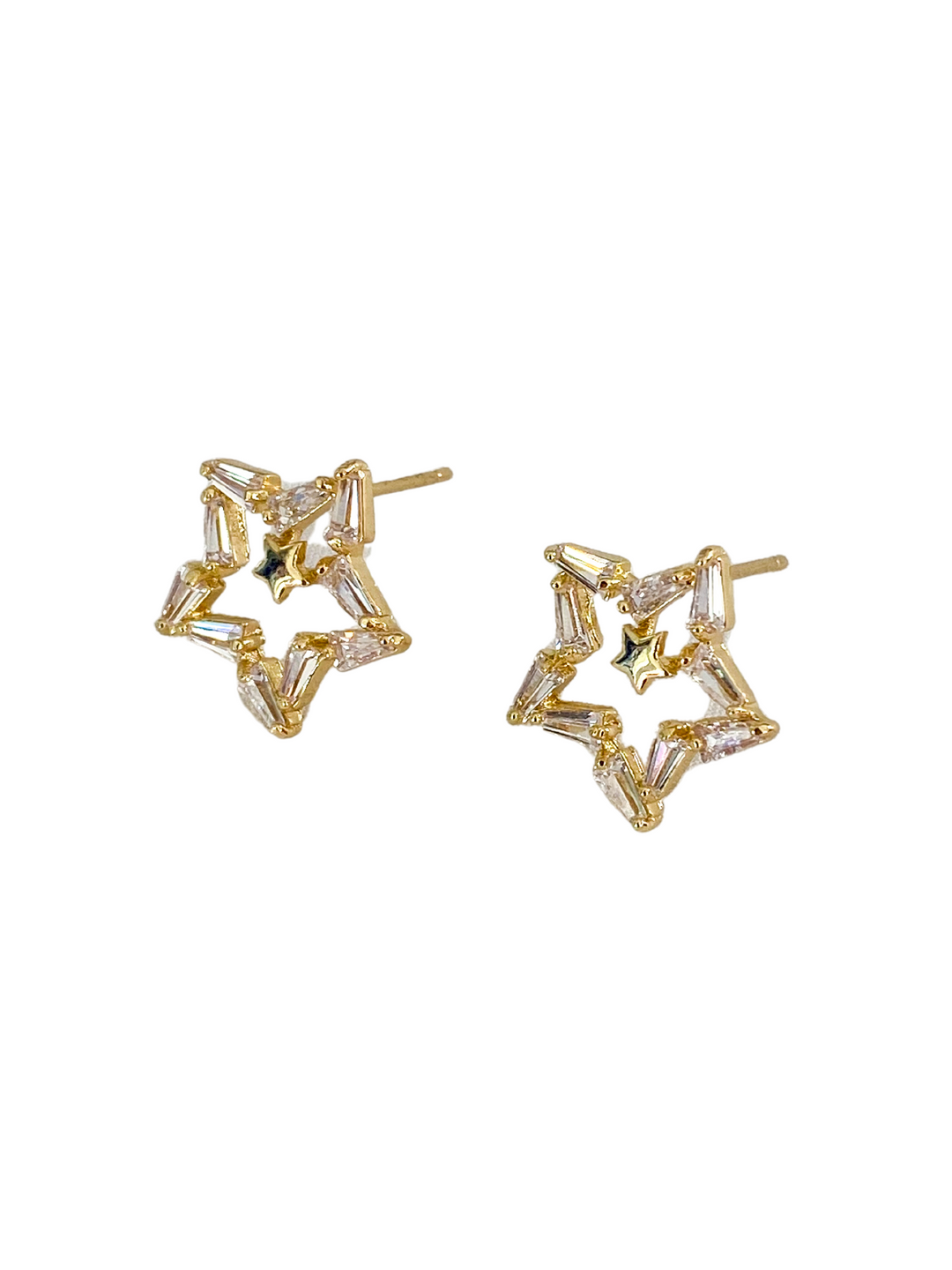 Brass Crystal Stars Earrings