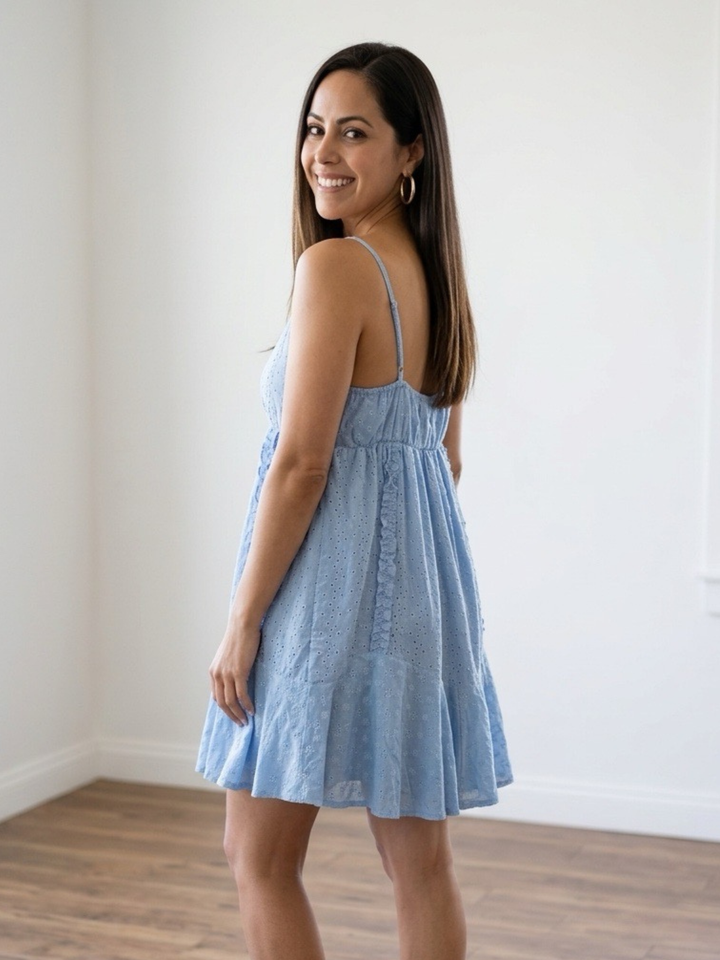 Ruffle Light Blue Mini Dress
