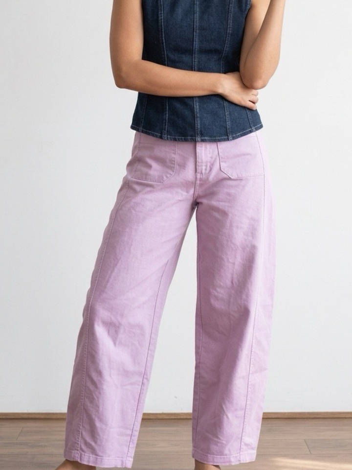 Italy Lilac Crochet Belt Barrel Pant
