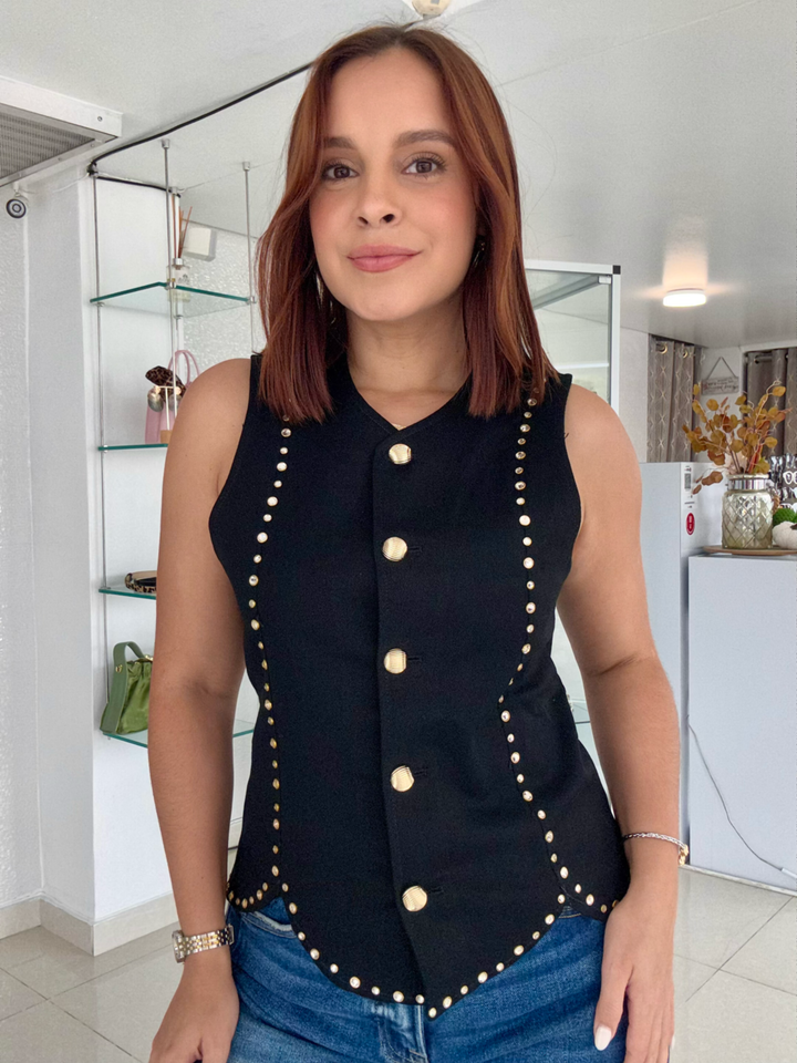 Black Rhinstone Vest