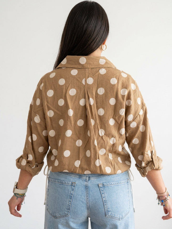3/4 Sleeve Polka Dots Top