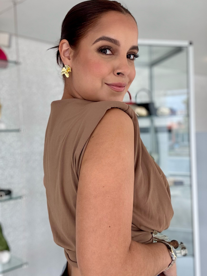 Mocha Drape Crop Top One Size