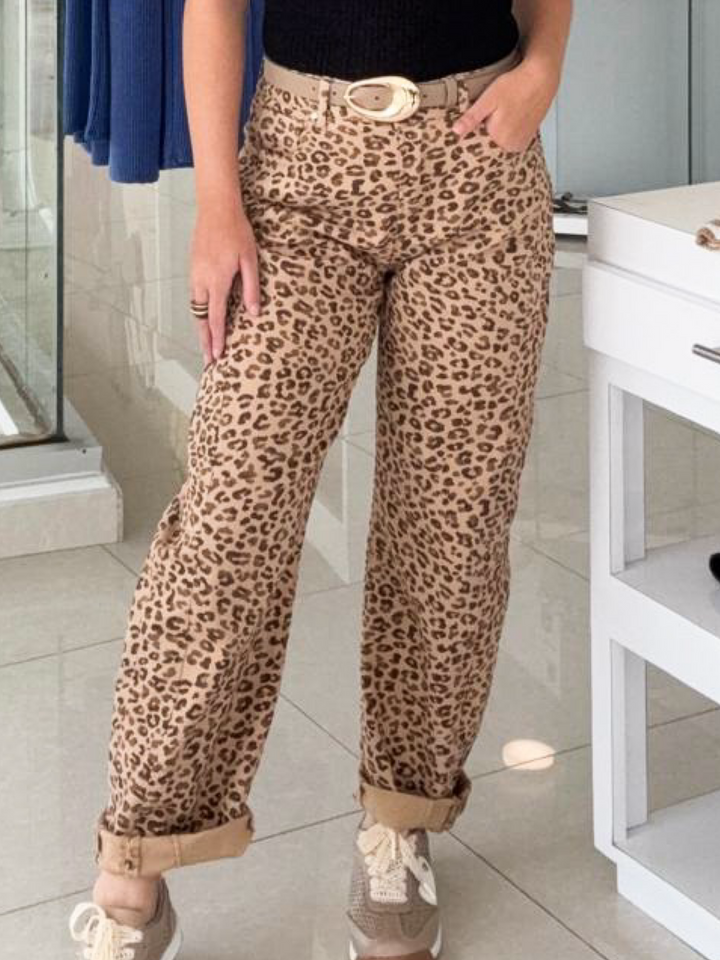 Animal Print Barrel Jean