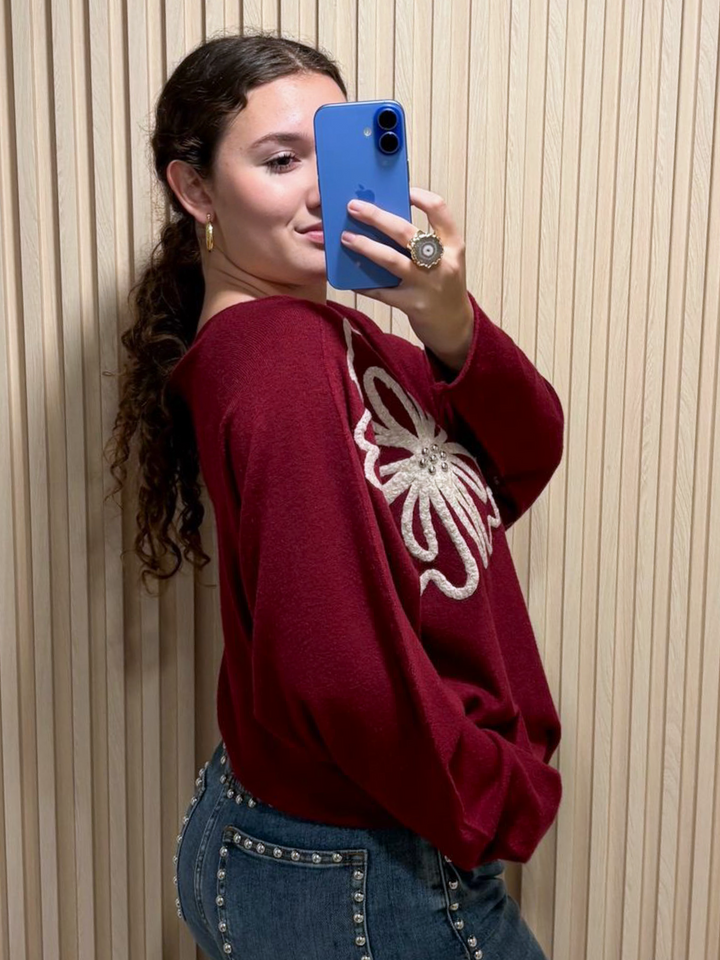 Burgundy Long Sleeve Comfy Sweater