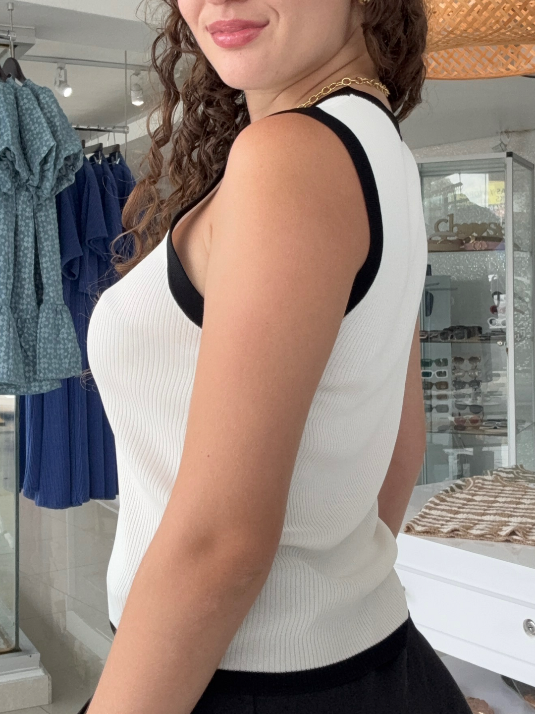 Ivory & Black Tank Top