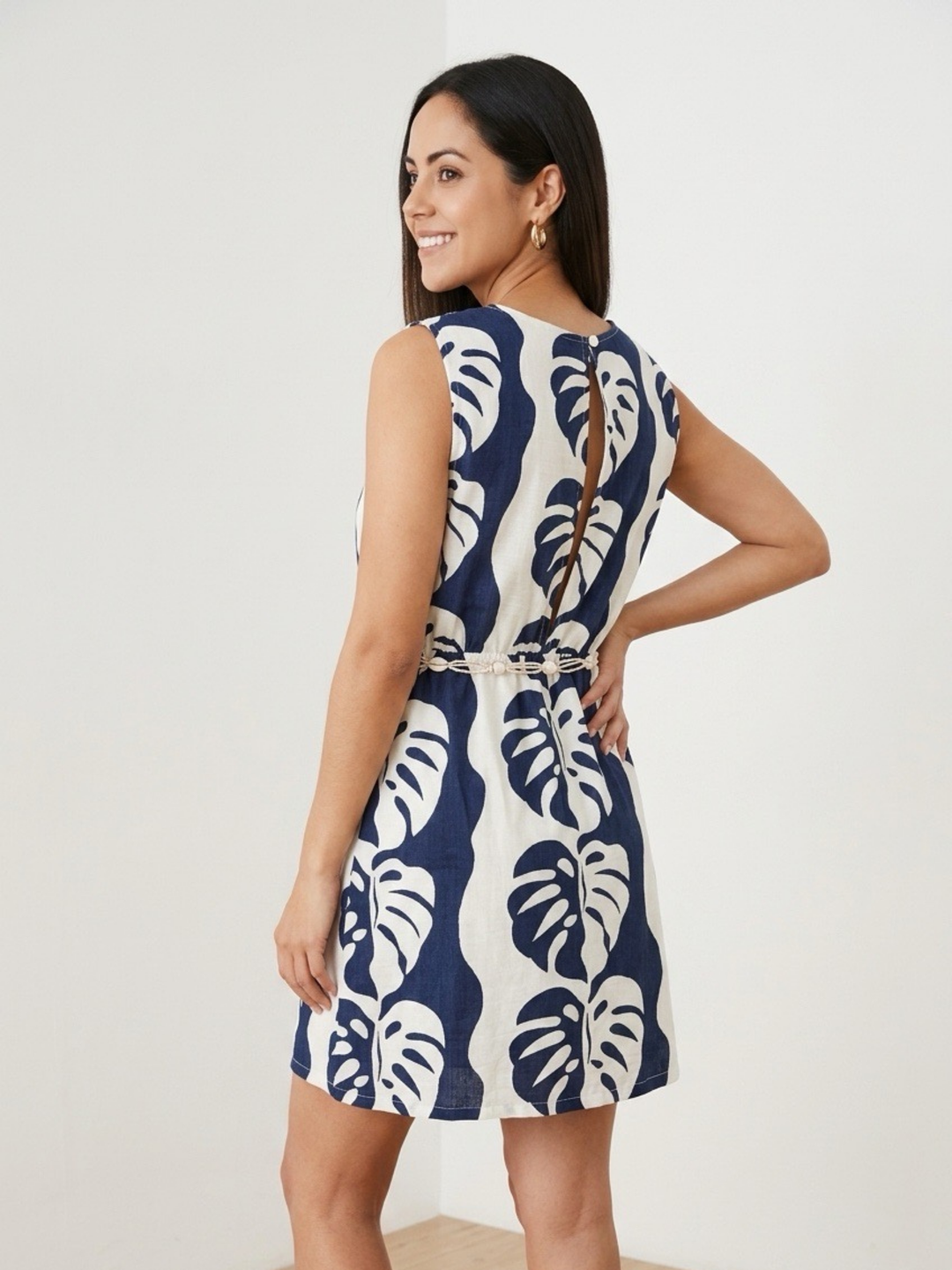 Monstera Navy Summer Dress