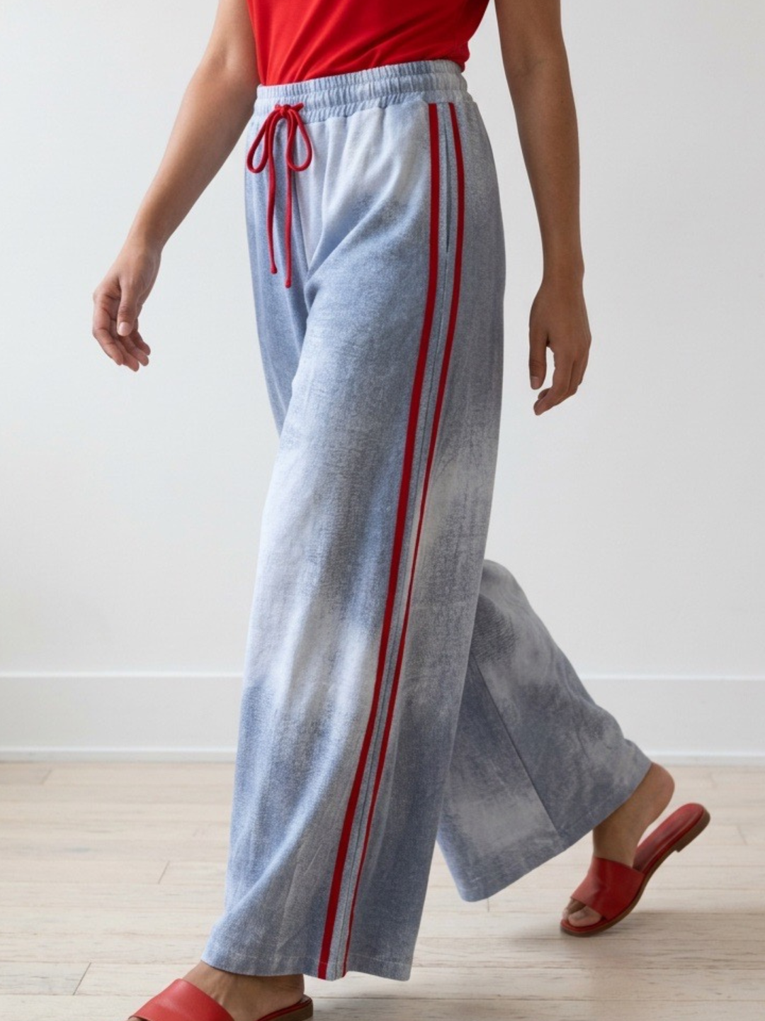 Italy Denim Red Stripe Pant