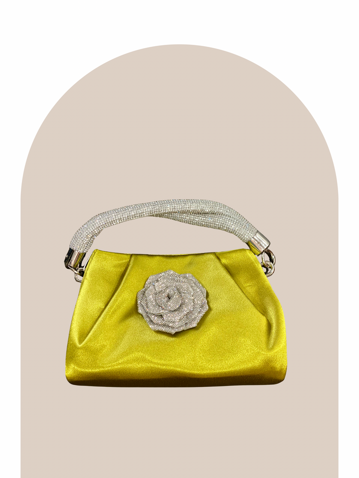 Satin Crystal Rose Handbag