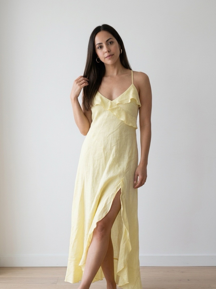 Linen Ruffle Dress