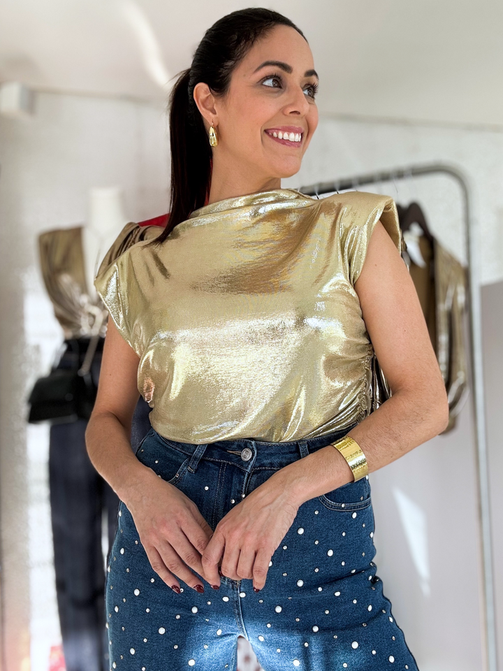 Gold Metallic Top One Size