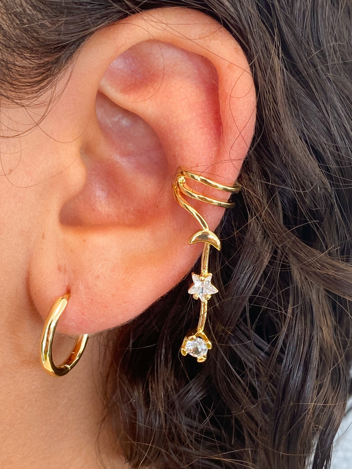 18K Gold Plated Crystal Ear Cuff