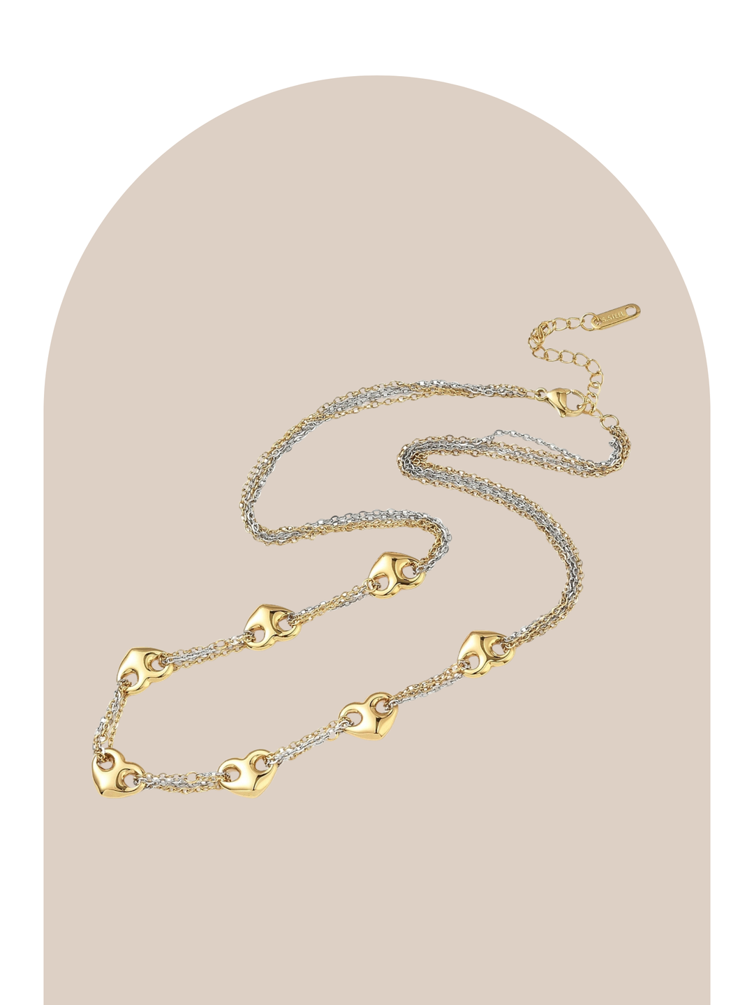 Stainless Steel Two Tone Heart Necklace