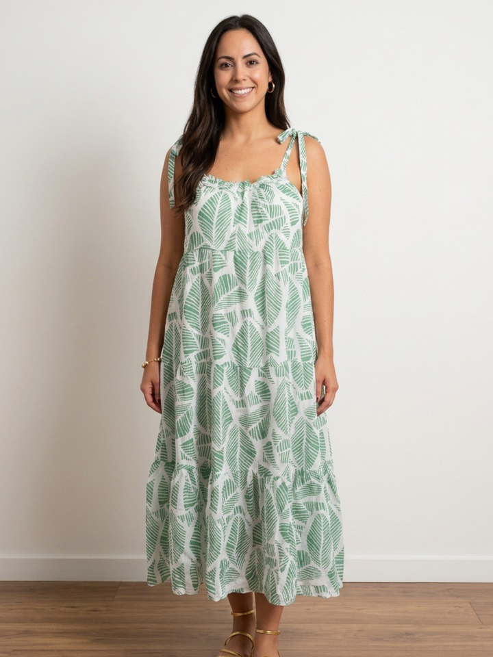 Tropical Leave Maxi Dress